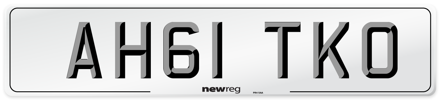 AH61 TKO Number Plate from New Reg